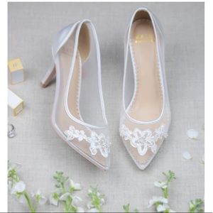 Kate Whitcomb Sofia Ivory Lace Wedding Bridal Heels Sz. 8